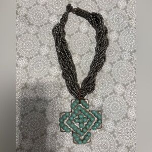 Chic Black and Turquoise Beaded Necklace